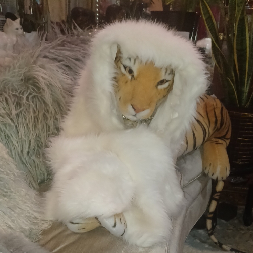CARACILIA White Faux Fur Extra Long Shawl Wrap Scarf